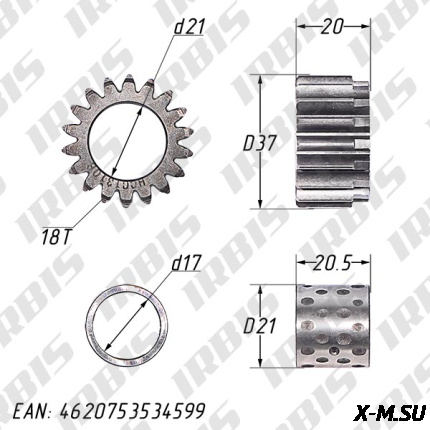 Шестерня сцепления (с втулкой) 139FMB,147FMH,152FMI,153FMI; DELTA, ALPHA 18T  (h