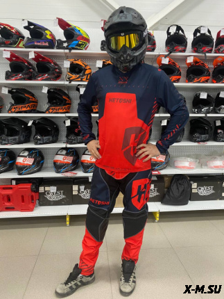 Штаны кроссовые HETOSHI DEMURE TYPE-3 цв, Красно-черный р.M